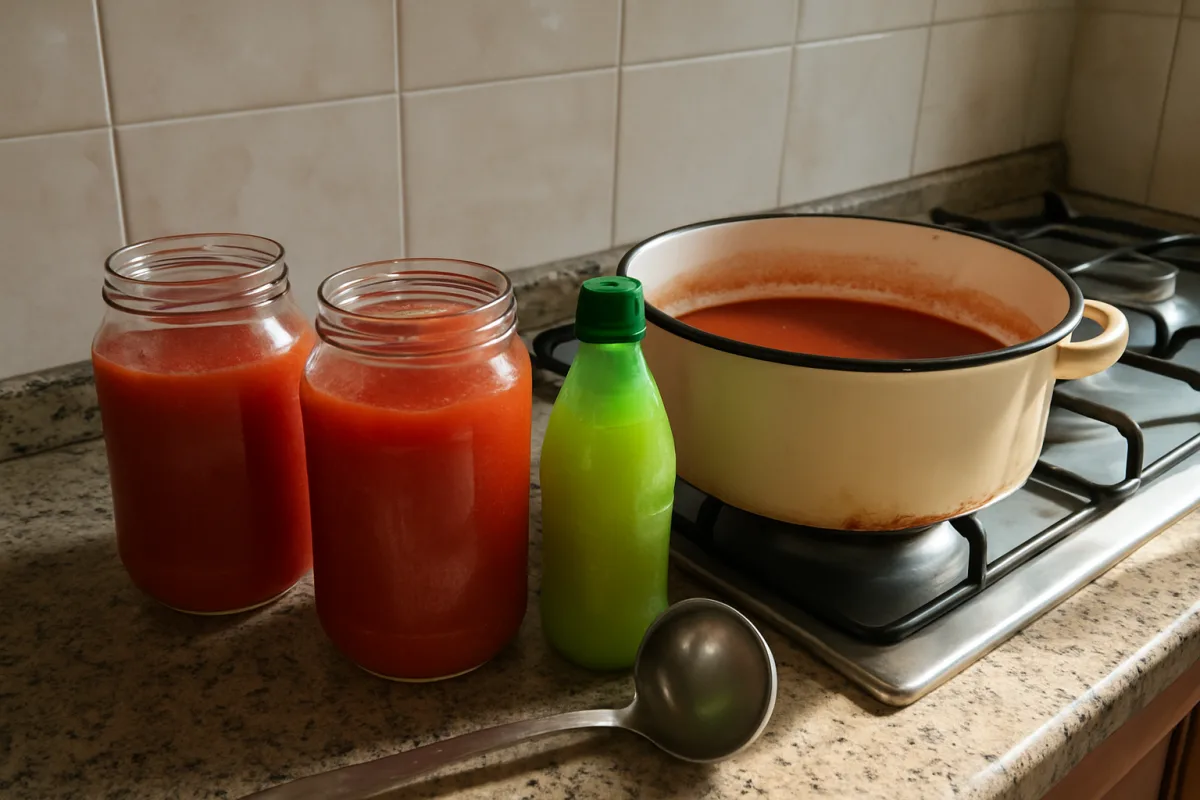 Succo di pomodoro avanzato dalla conserva: acidificarlo bene vale più del barattolo